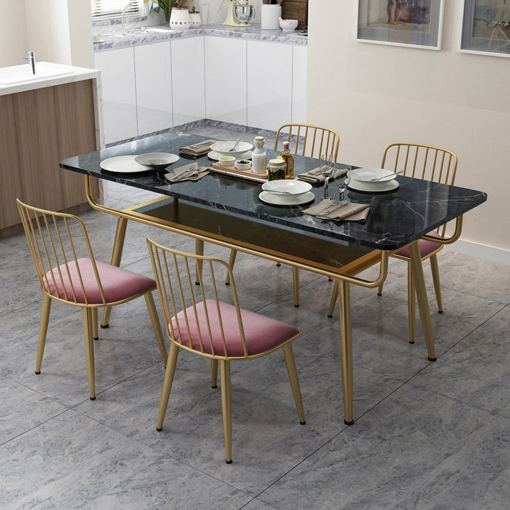 Tavolo da pranzo tradizionale di lusso tavolo da pranzo in marmo rettangolo con base di metallo