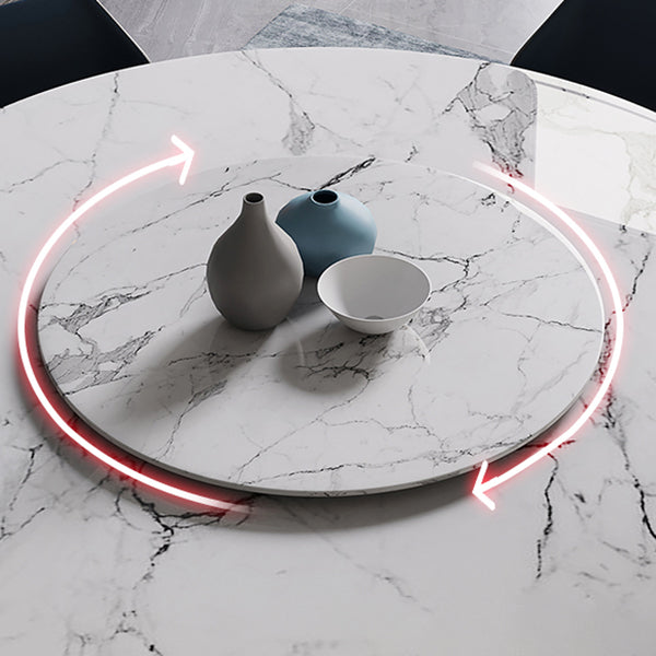 Table de marbre de style contemporain rond table à manger de base piédestal avec platine