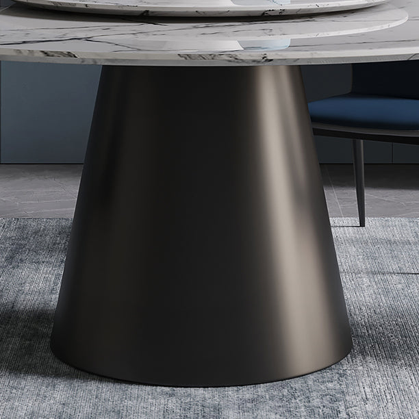 Table de marbre de style contemporain rond table à manger de base piédestal avec platine