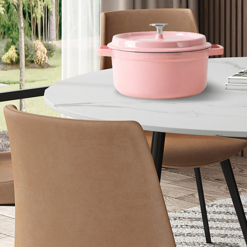 Simplicity Style Round Stone Table Drop-Leaf Dinner Table for Dining Room