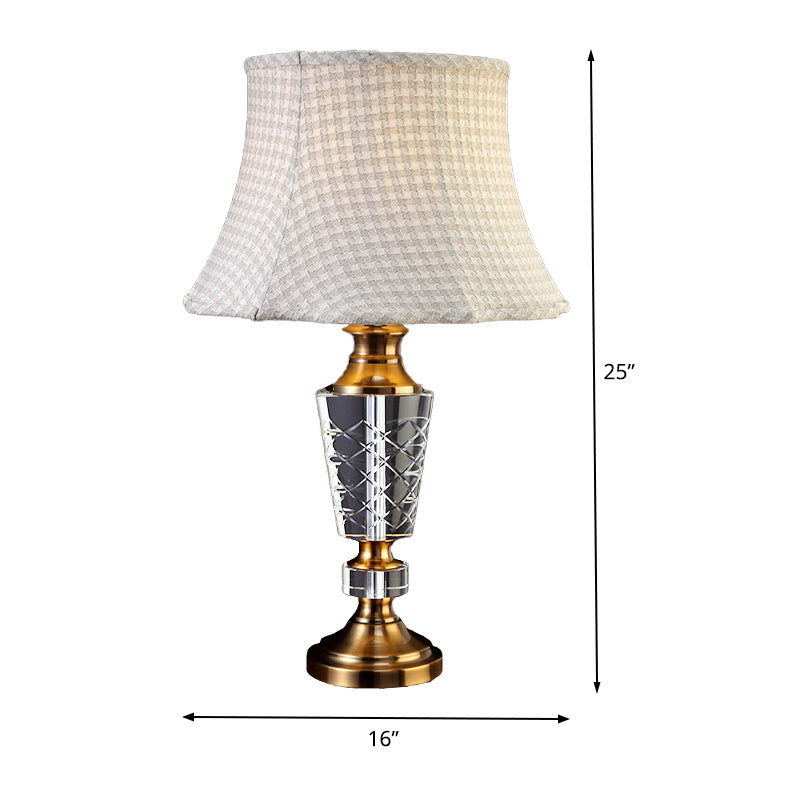 Contemporary Tapered Reading Light Hand-Cut Crystal 1 Head Nightstand Lamp in Grey