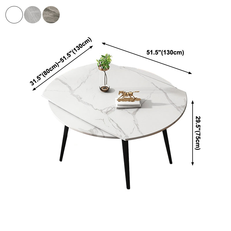 Round 4-foot Dining Site Table Simplicity Style Stone Drop-Leaf Dinette Table for Home