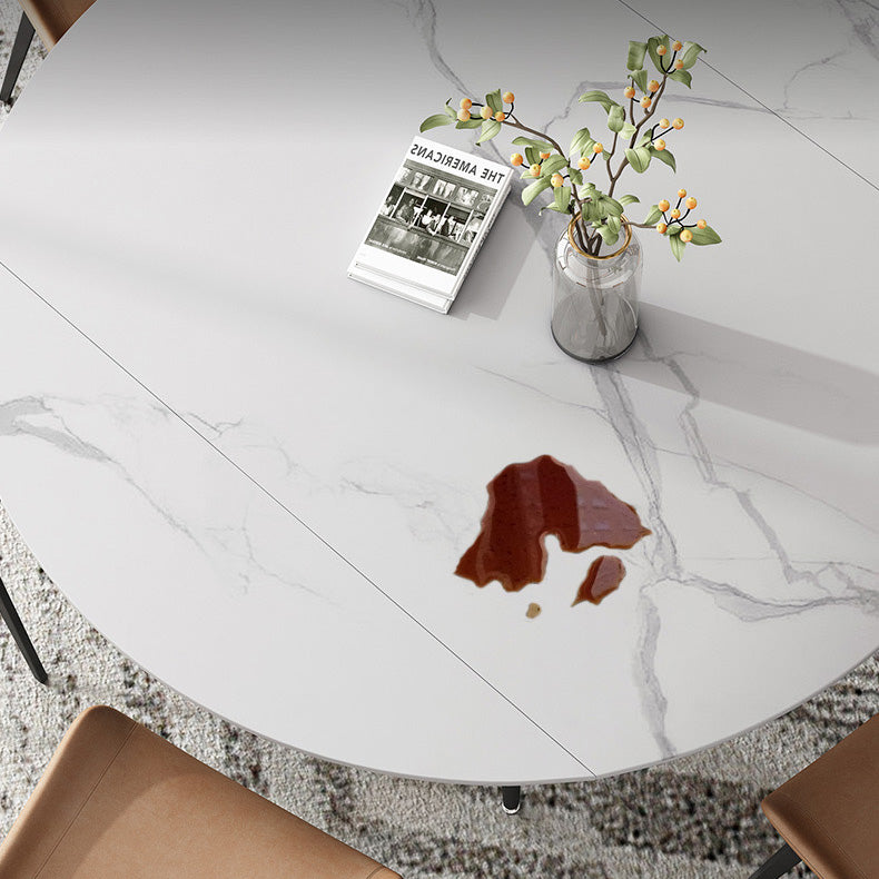 Round Dining Site Table Simplicity Stone Dining Table with Drop-Leaf,51"L x 51"W x 29.5"H