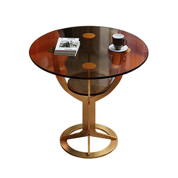 Modern Style Glass Dining Table Black Round Dinner Table with Pedestal Base