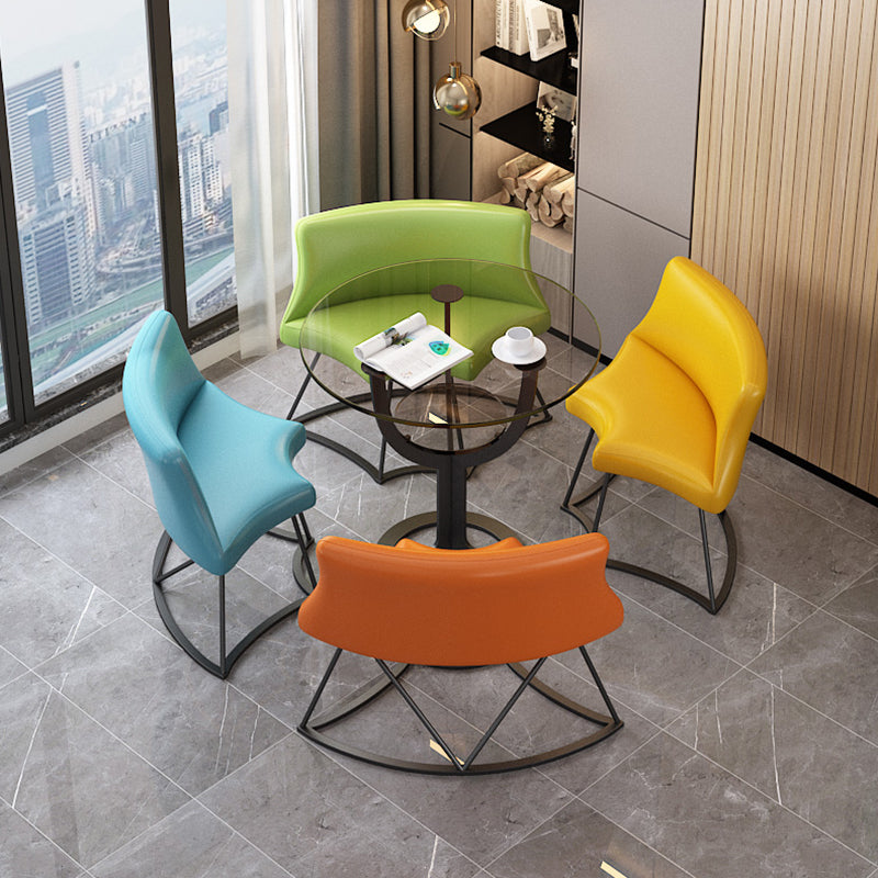 Modern Style Glass Dining Table Black Round Dinner Table with Pedestal Base