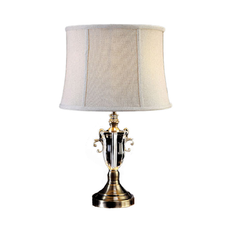 1 Lampe de chevet de chevet de tête modernisme lampe de table de chevet grise avec une teinte en tissu ovale