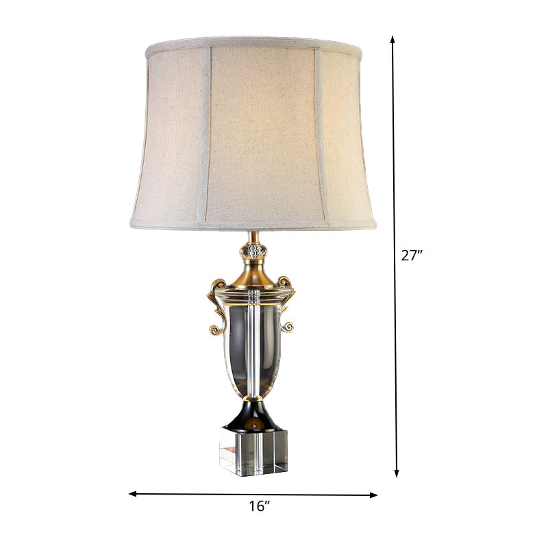 Contemporain 1 Bulbe Étude lampe Gris Bell Bell Livre Light With Fabric Shade