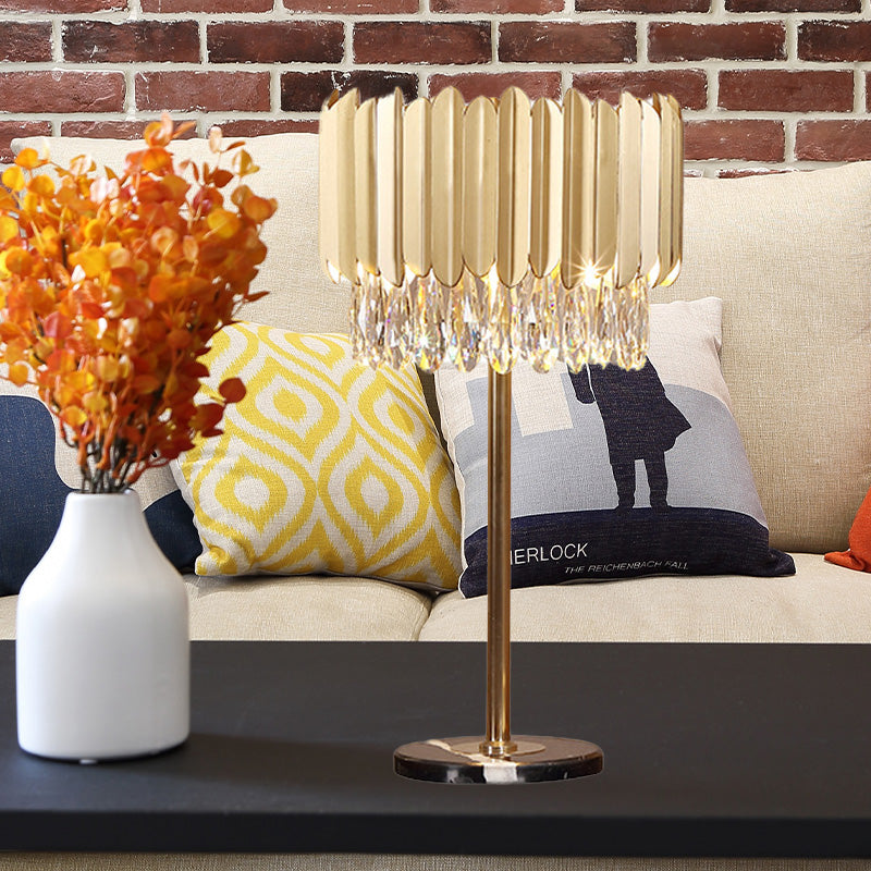 1 tavola cilindrica Light modernismo modernismo cristallo sfaccettato lampada da scrivania in oro