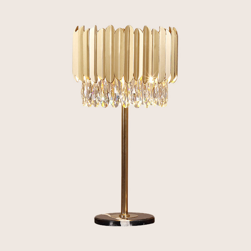 1 tête de table cylindrique légère modernisme en cristal en cristal petit de bureau lampe en or