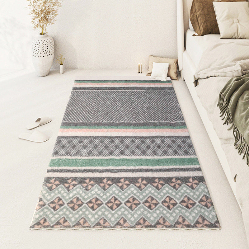 Beige Modern Rug Polyester Graphic Rug Non-Slip Backing Rug for Home Decor