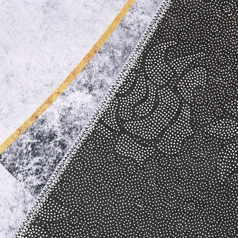 Black Modern Rug Polyester Stripe Rug Non-Slip Backing Rug for Home Decor