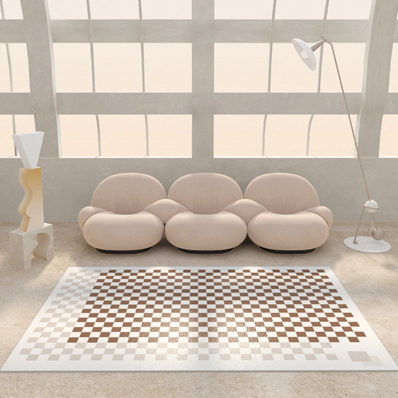 Black Modern Carpet PVC Grid Carpet Washable Area Carpet for Home Decor