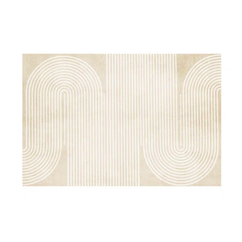 Khaki Modern Rug Polyester Curve Indoor Rug Non-Slip Backing Rug for Home Decor