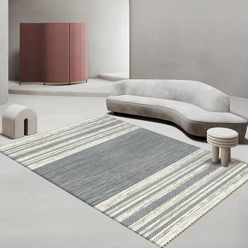 Southwestern Geometry Pattern Rug Polyester Area Carpet Non-Slip Backing Indoor Rug for Living Room