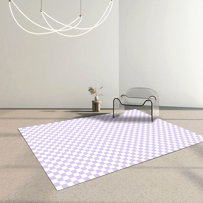 Modern Checkered Pattern Rug Polyester Indoor Carpet Stain Resistant Carpet for Living Room