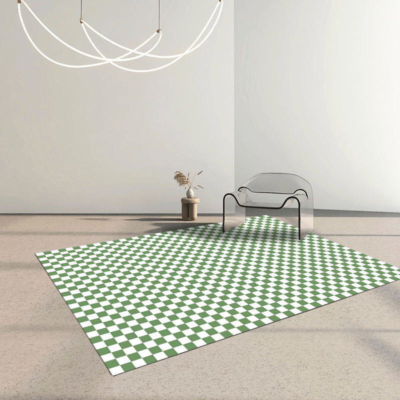 Modern Checkered Pattern Rug Polyester Indoor Carpet Stain Resistant Carpet for Living Room