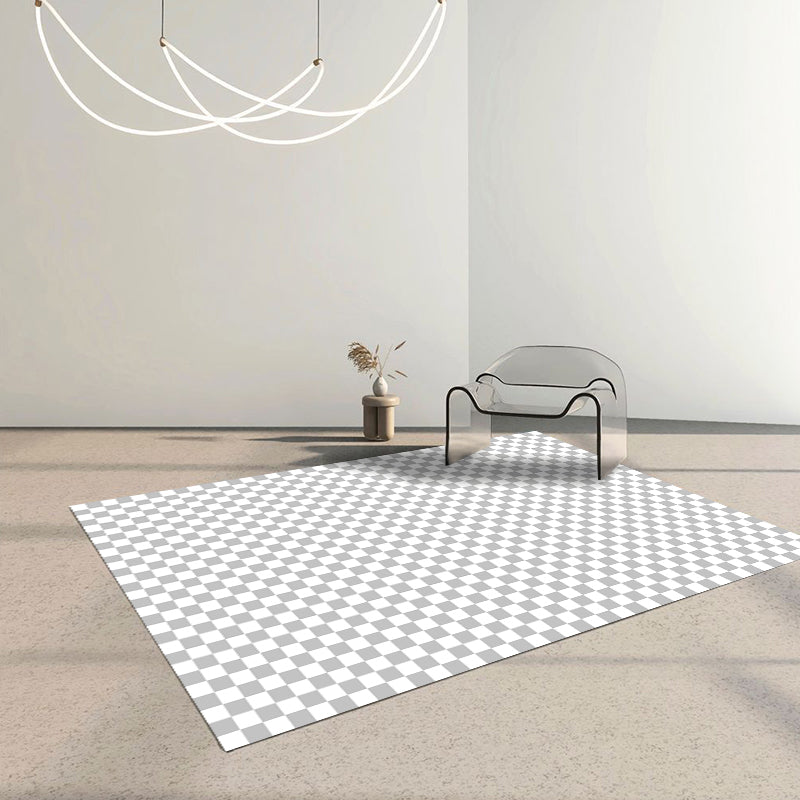 Modern Checkered Pattern Rug Polyester Indoor Carpet Stain Resistant Carpet for Living Room