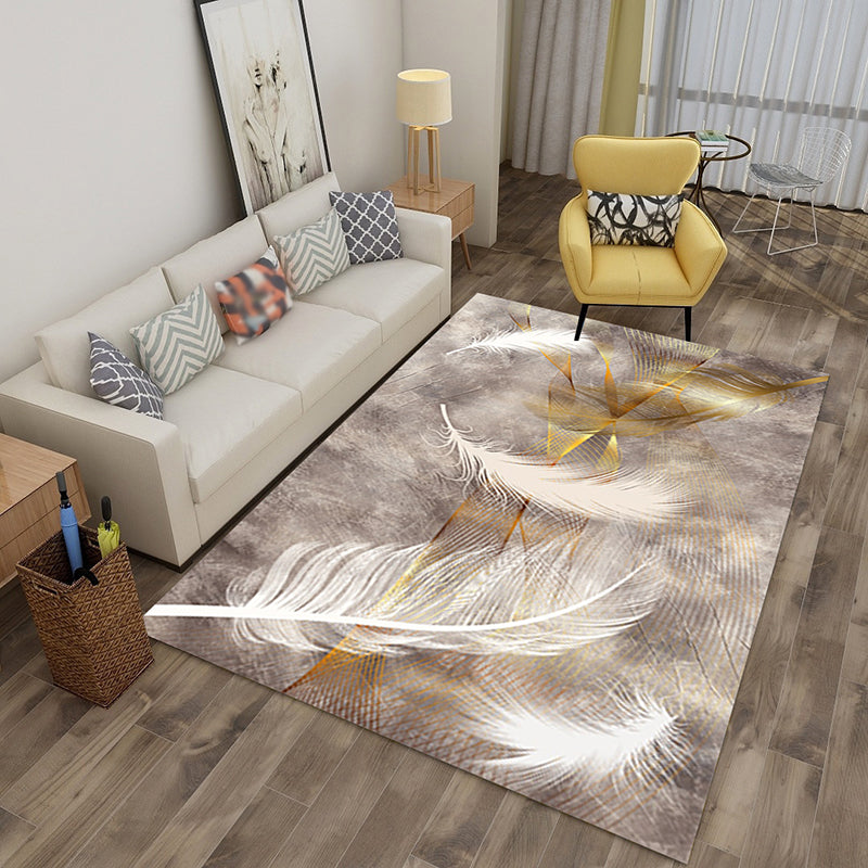 Alfombra de plumas de oro ligero alfombra moderna alfombra sin deslizamiento para decoración del hogar