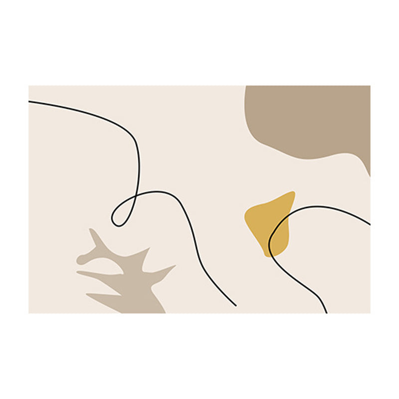 Black Simple Rug Polyester Abstract Line Rug Non-Slip Backing Rug for Home Decor