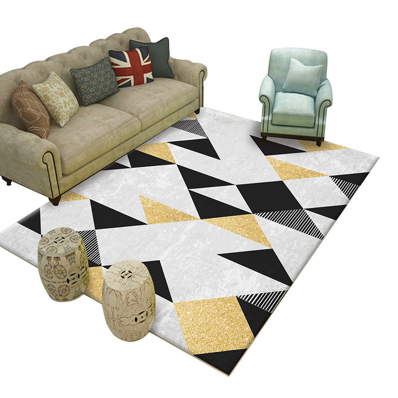 Light Brown Irregular Geometry Rug Polyester Simple Rug Washable Rug for Home Decor