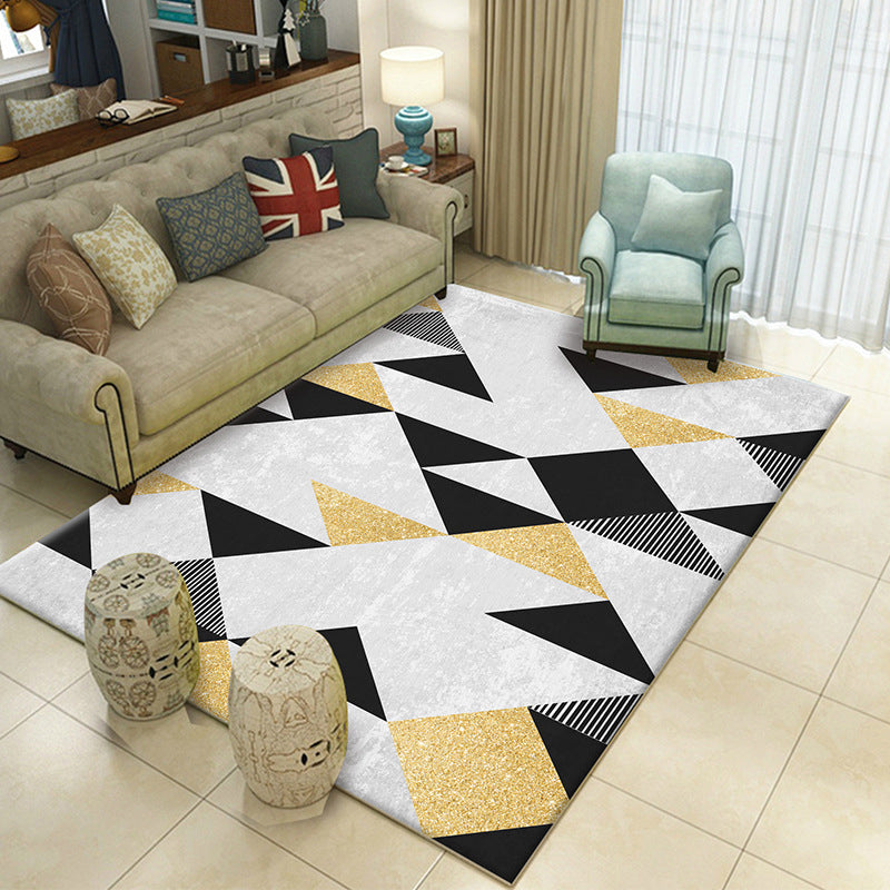 Light Brown Irregular Geometry Rug Polyester Simple Rug Washable Rug for Home Decor