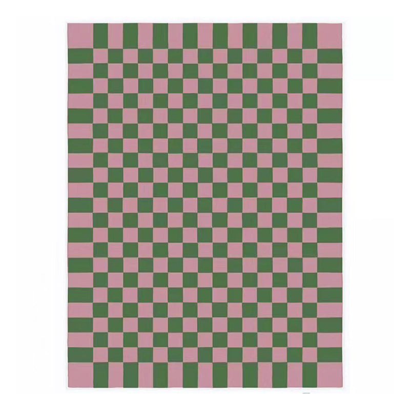 Alfombra de estampado de cuadrícula marrón oscuro alfombra simple alfombra de respaldo sin deslizamiento para sala de estar para sala de estar