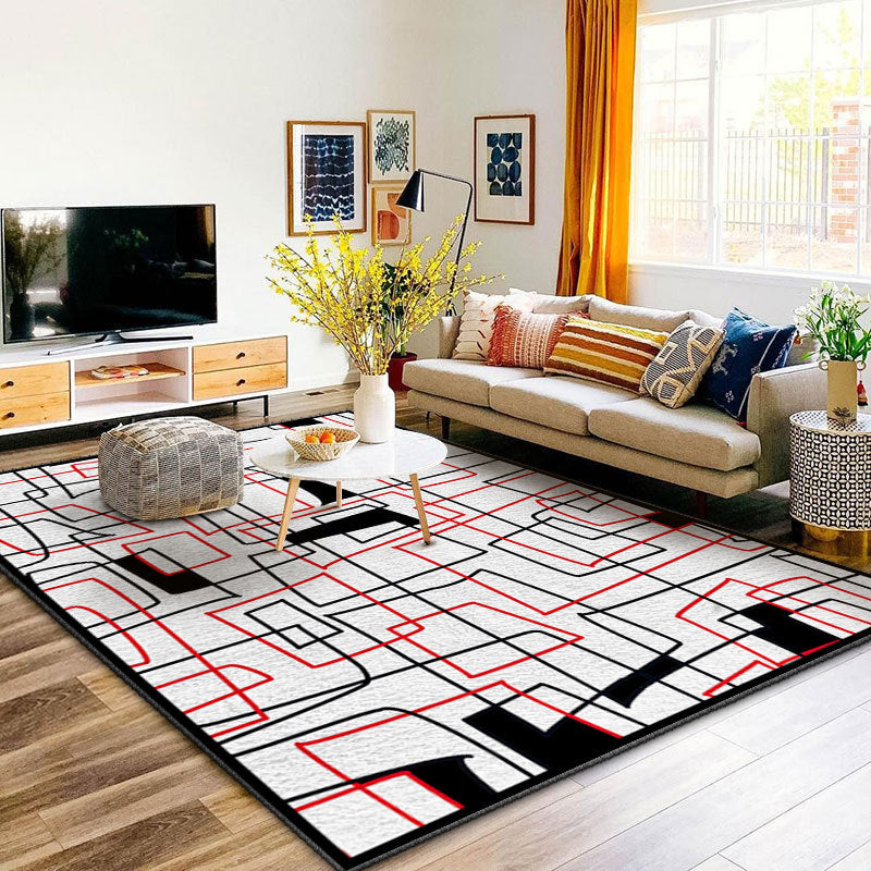 Tapis de tapis simple noir en polyester tapis à rayures Tapis résistant aux taches pour la décoration intérieure