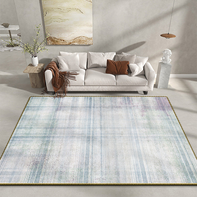 White Modern Rug Polyester Graphic Rug Stain Resistant Rug for Living Room