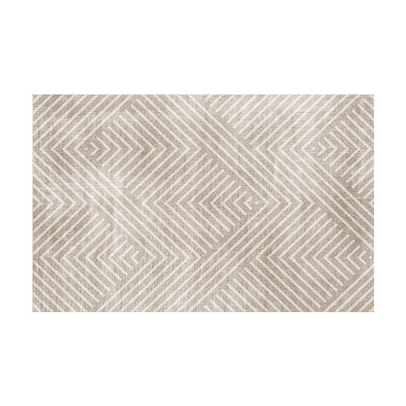 White Modern Rug Polyester Graphic Rug Stain Resistant Rug for Living Room