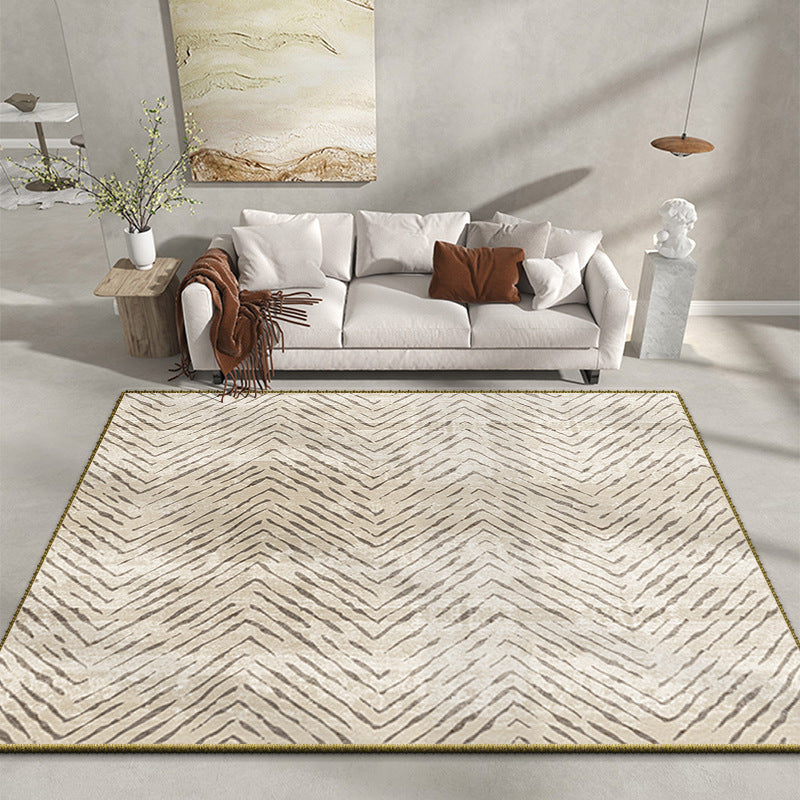 White Modern Rug Polyester Graphic Rug Stain Resistant Rug for Living Room