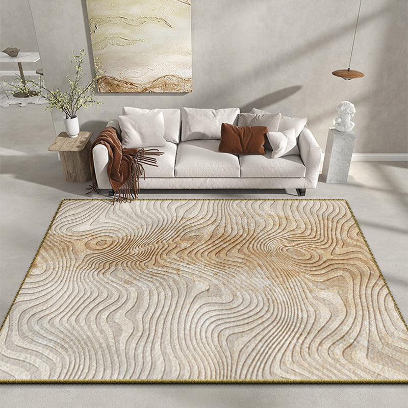 White Modern Rug Polyester Graphic Rug Stain Resistant Rug for Living Room