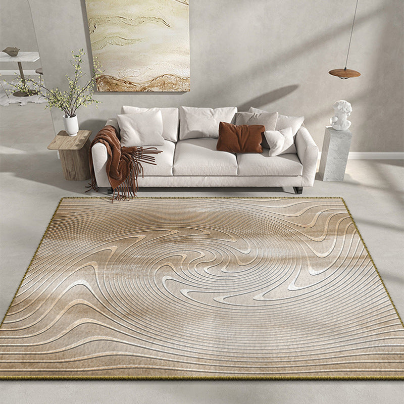White Modern Rug Polyester Graphic Rug Stain Resistant Rug for Living Room