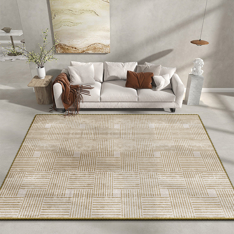 White Modern Rug Polyester Graphic Rug Stain Resistant Rug for Living Room