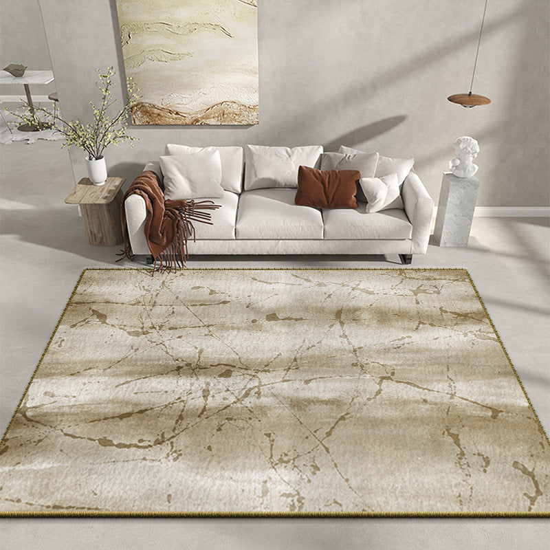 White Modern Rug Polyester Graphic Rug Stain Resistant Rug for Living Room