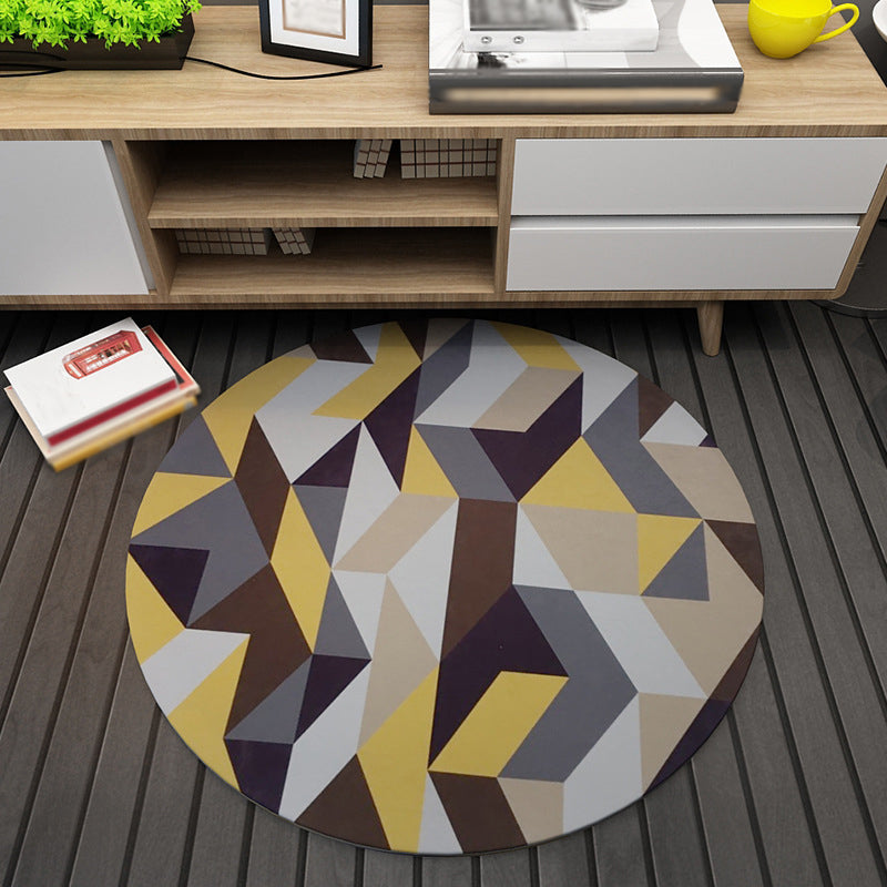 Dark Graphic Rug Polyester Modern Rug Non-Slip Backing Rug for Home Decor