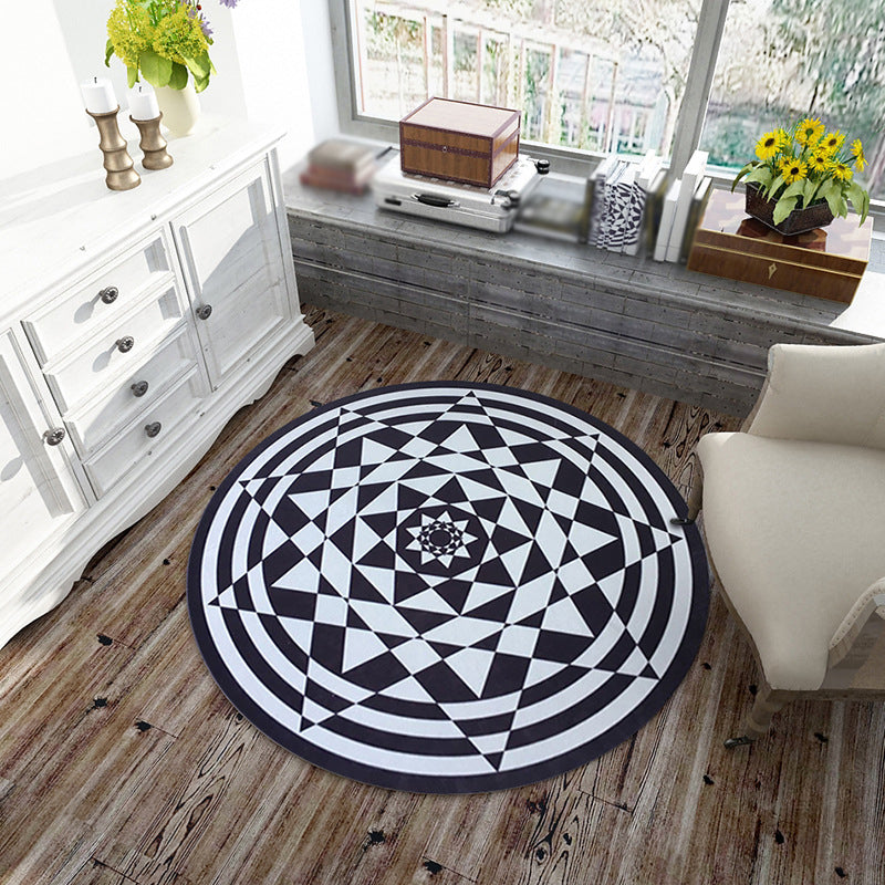 Dark Graphic Rug Polyester Modern Rug Non-Slip Backing Rug for Home Decor