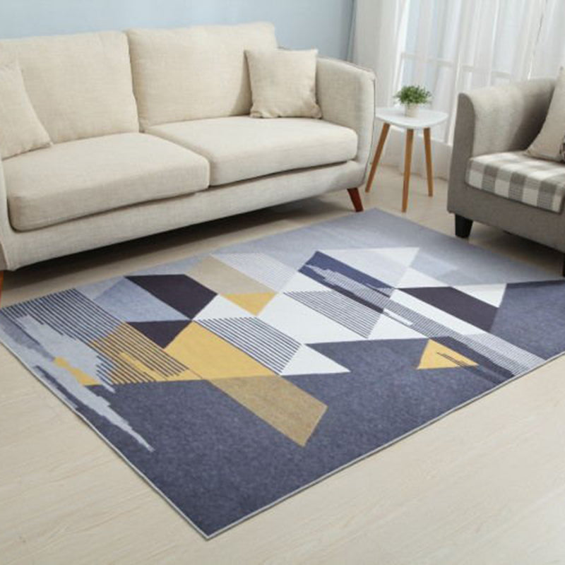 Yellow Simple Rug Polyester Abstract Print Rug Washable Rug for Living Room