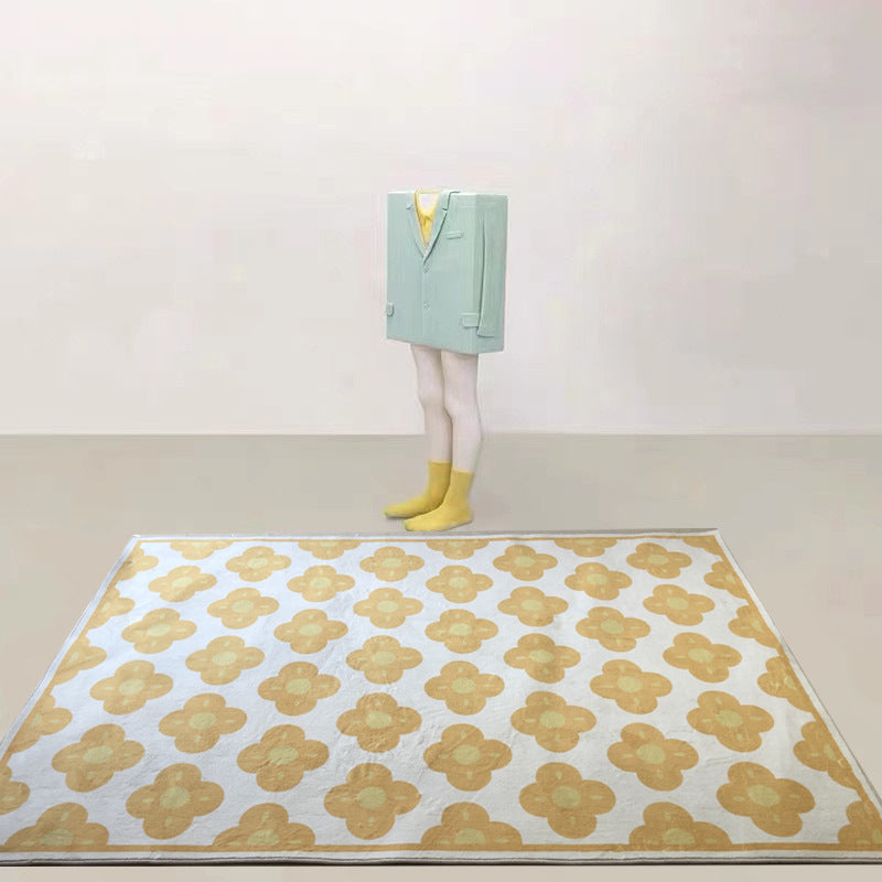 Light Purple Flower Rug Polyester Simple Rug Washable Rug for Living Room