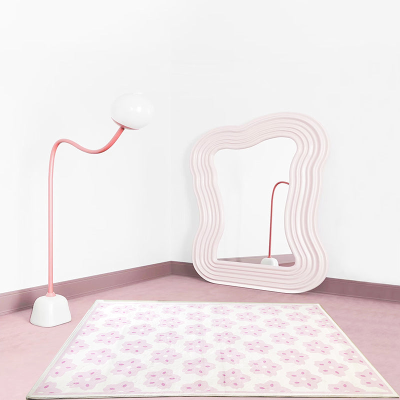 Light Purple Flower Rug Polyester Simple Rug Washable Rug for Living Room