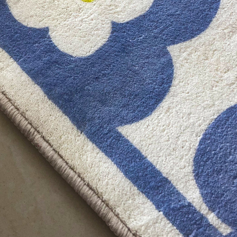 Light Purple Flower Rug Polyester Simple Rug Washable Rug for Living Room