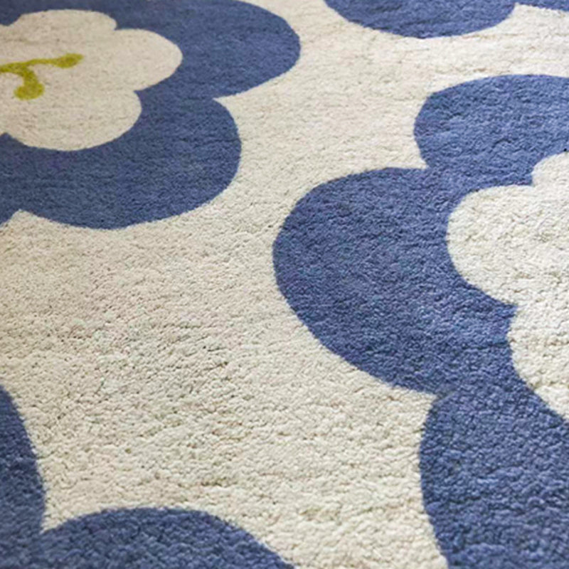 Light Purple Flower Rug Polyester Simple Rug Washable Rug for Living Room