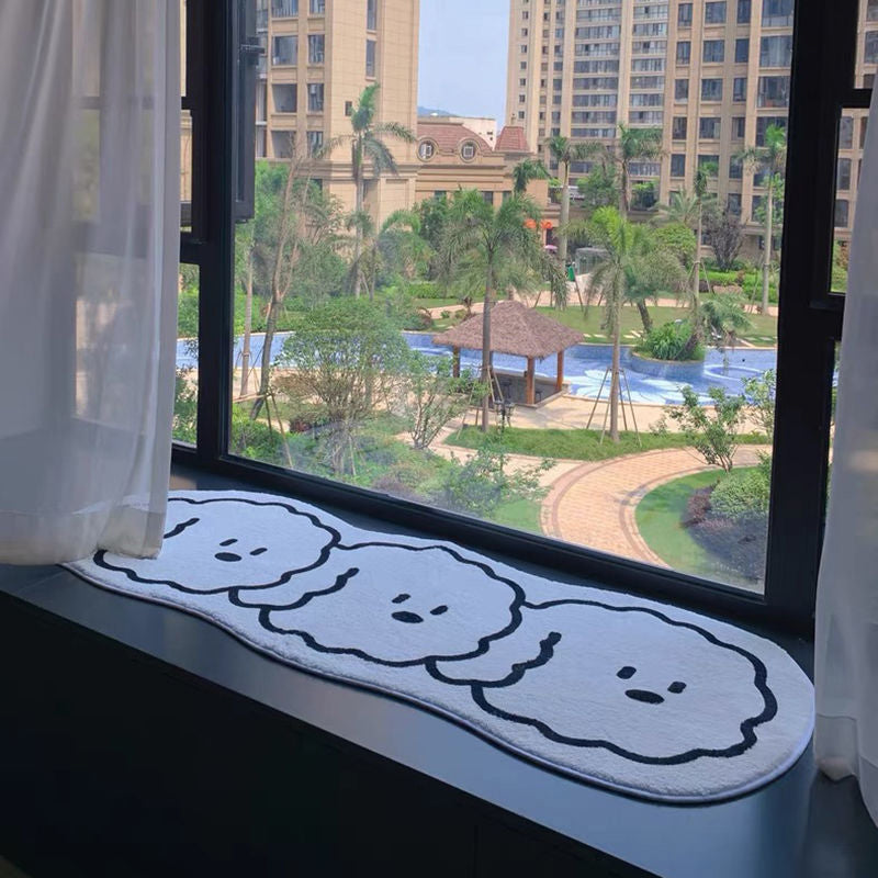 White Dog Rug Polyester Casual Rug Non-Slip Backing Rug for Drawing Room