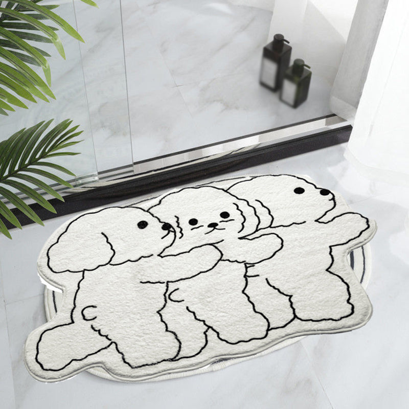 White Dog Rug Polyester Casual Rug Non-Slip Backing Rug for Drawing Room