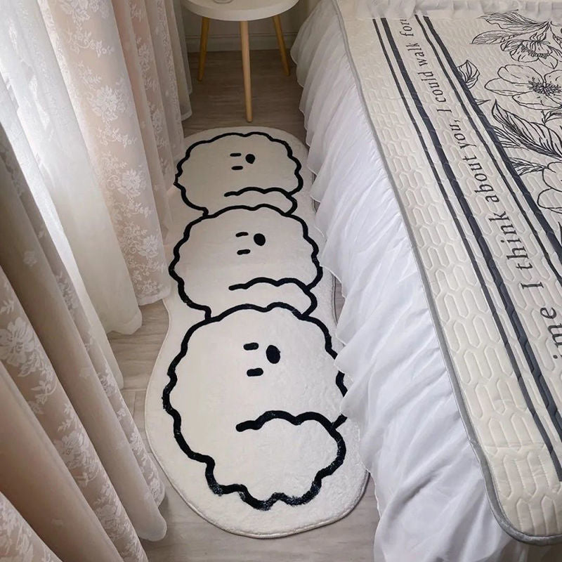 White Dog Rug Polyester Casual Rug Non-Slip Backing Rug for Drawing Room