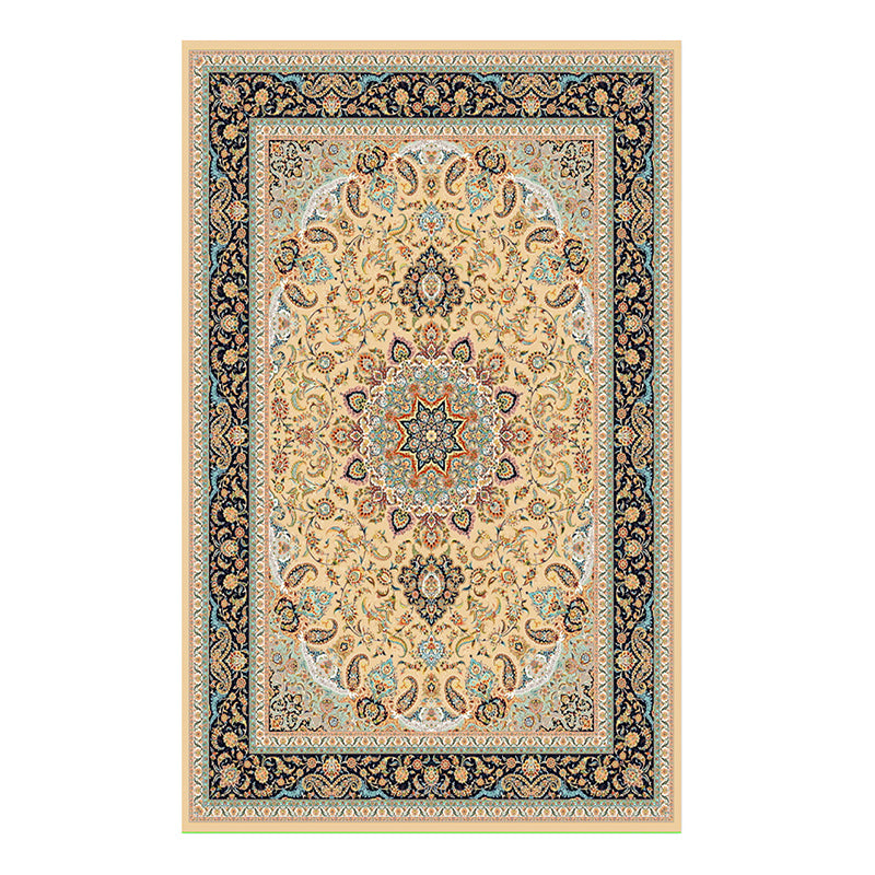 Brown Vintage Teppich Polyester Medaillon Teppich Nicht-Rutsch-Backing Teppich für Wohnkultur