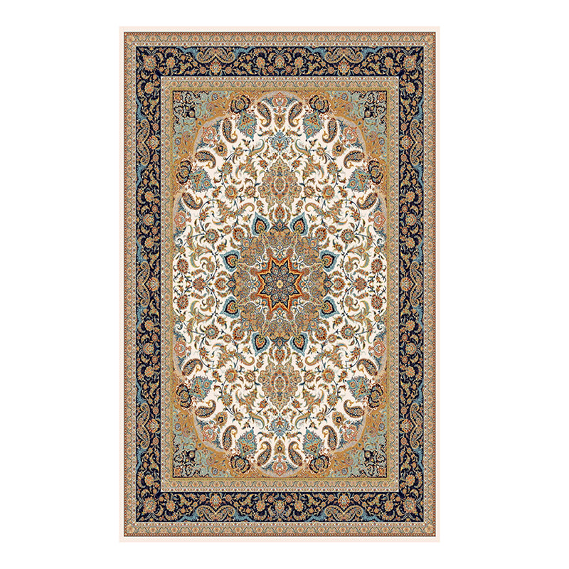 Brown Vintage Teppich Polyester Medaillon Teppich Nicht-Rutsch-Backing Teppich für Wohnkultur