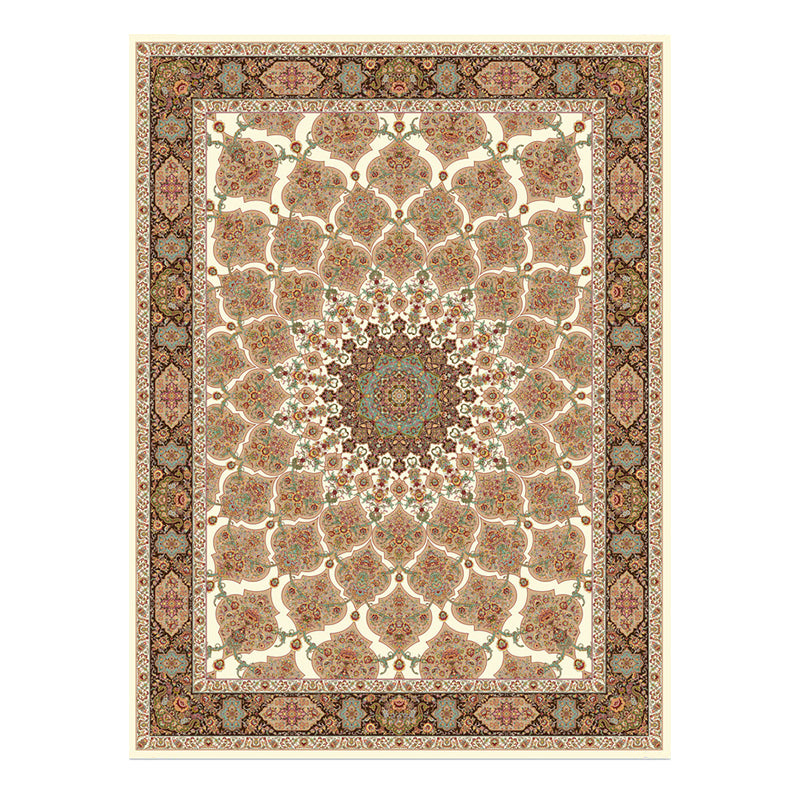 Brown Vintage Teppich Polyester Medaillon Teppich Nicht-Rutsch-Backing Teppich für Wohnkultur