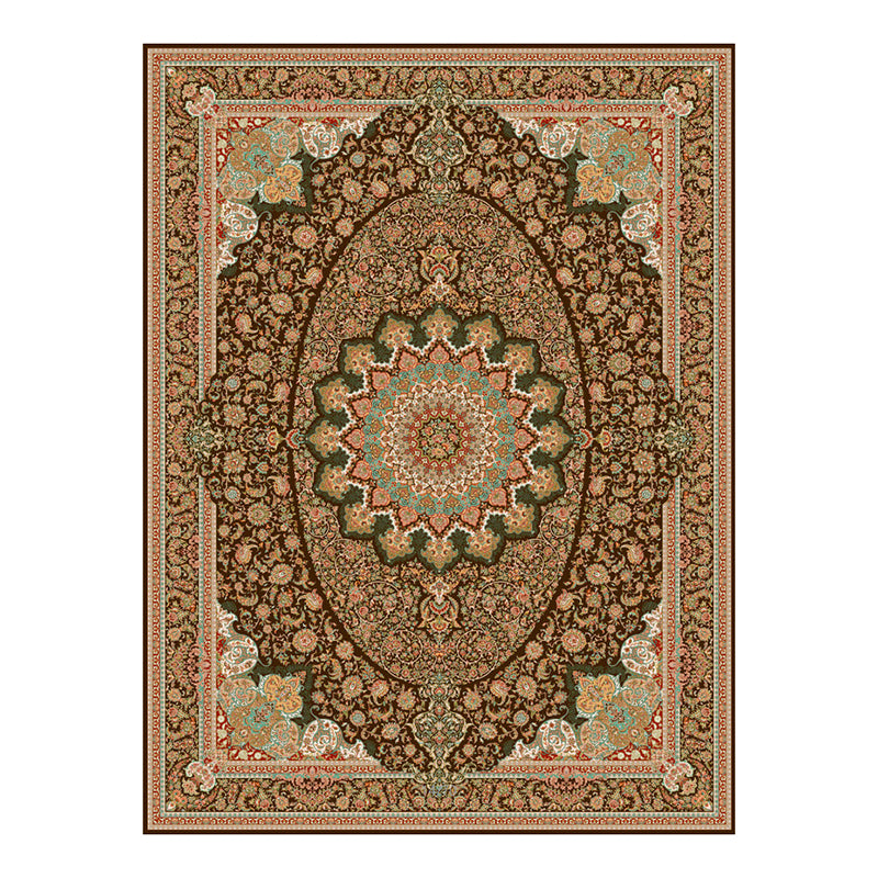 Brown Vintage Teppich Polyester Medaillon Teppich Nicht-Rutsch-Backing Teppich für Wohnkultur