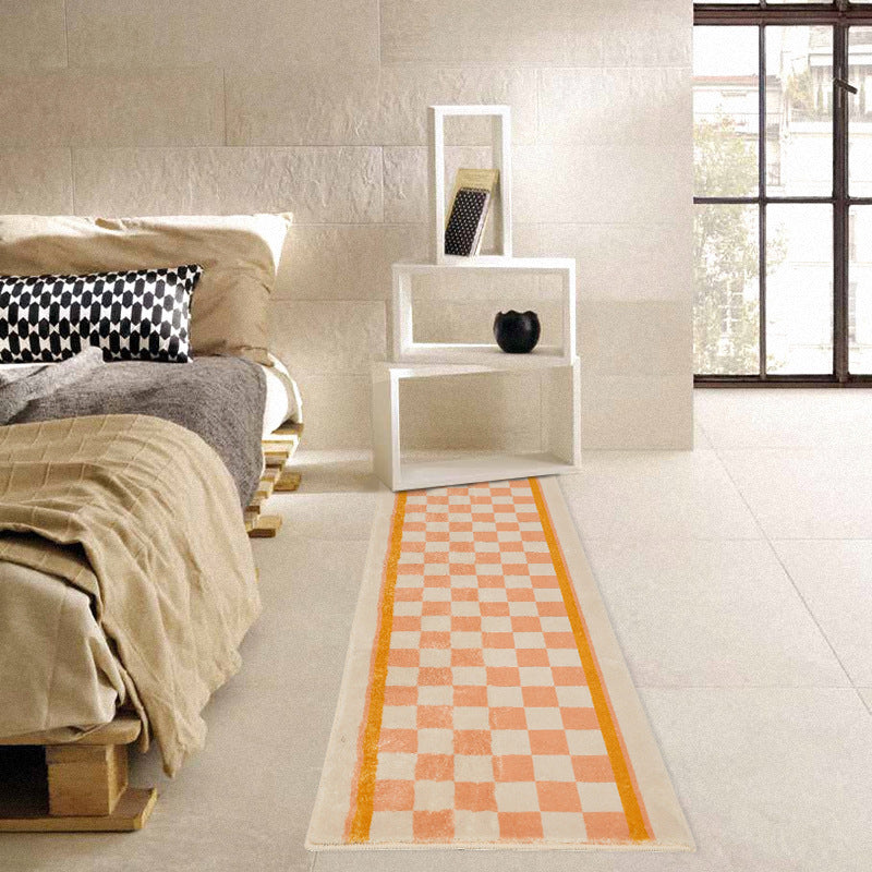 Orange Simple Carpet Polyester Geometric Carpet Stain Resistant Carpet for Living Room