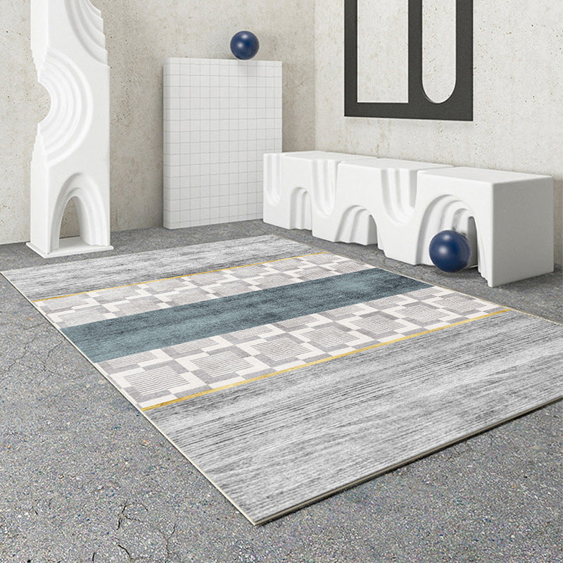 Gray Modern Rug Simple Color Piece Rug Stain Resistant Rug for Living Room